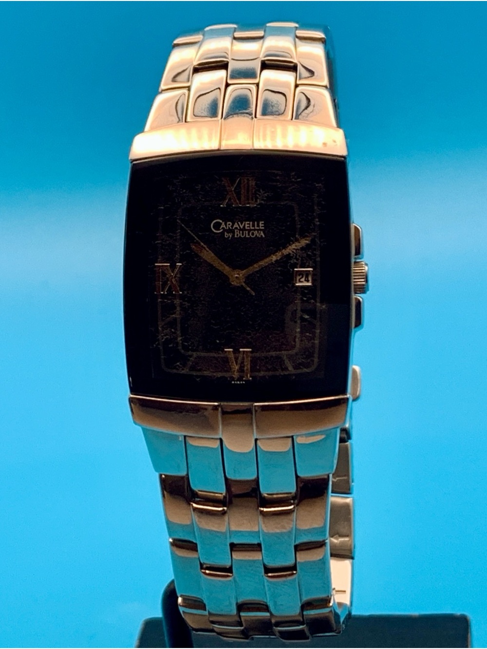 CARAVELLE By BULOVA 2007 Men’s Tank Wristwatch All St Steel Working New Battery